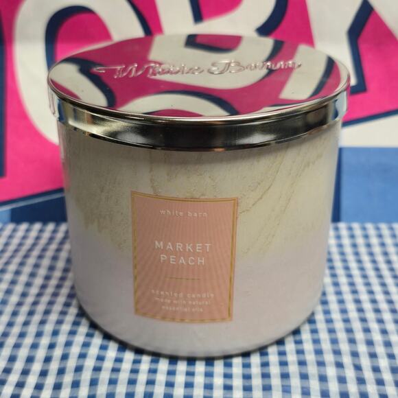 BBW Market Peach Large 3 Wick Candle Sweet Home Fragrance Decor - Picture 1 of 2